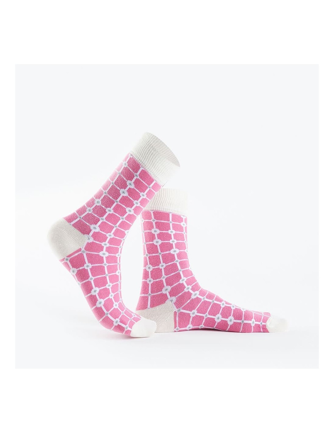 Pink checkered women\'s socks SD09 - Online store - Boutique